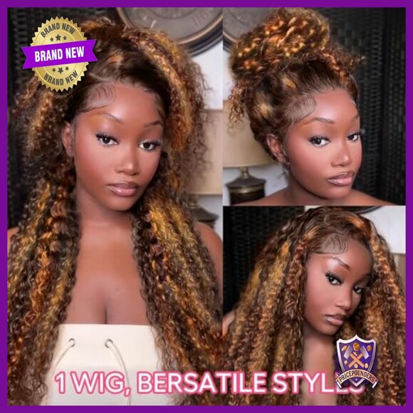 28 Inch Full Lace Wig Human Hair 250 Density Curly Pre Plucked Adjustable main image 4
